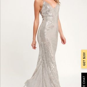 MOONLIGHT SILVER SEQUIN MAXI DRESS